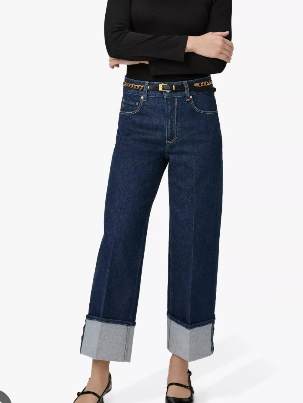 Paige "Sasha" ankle cuffed wide leg high waist jeans Sz 30
